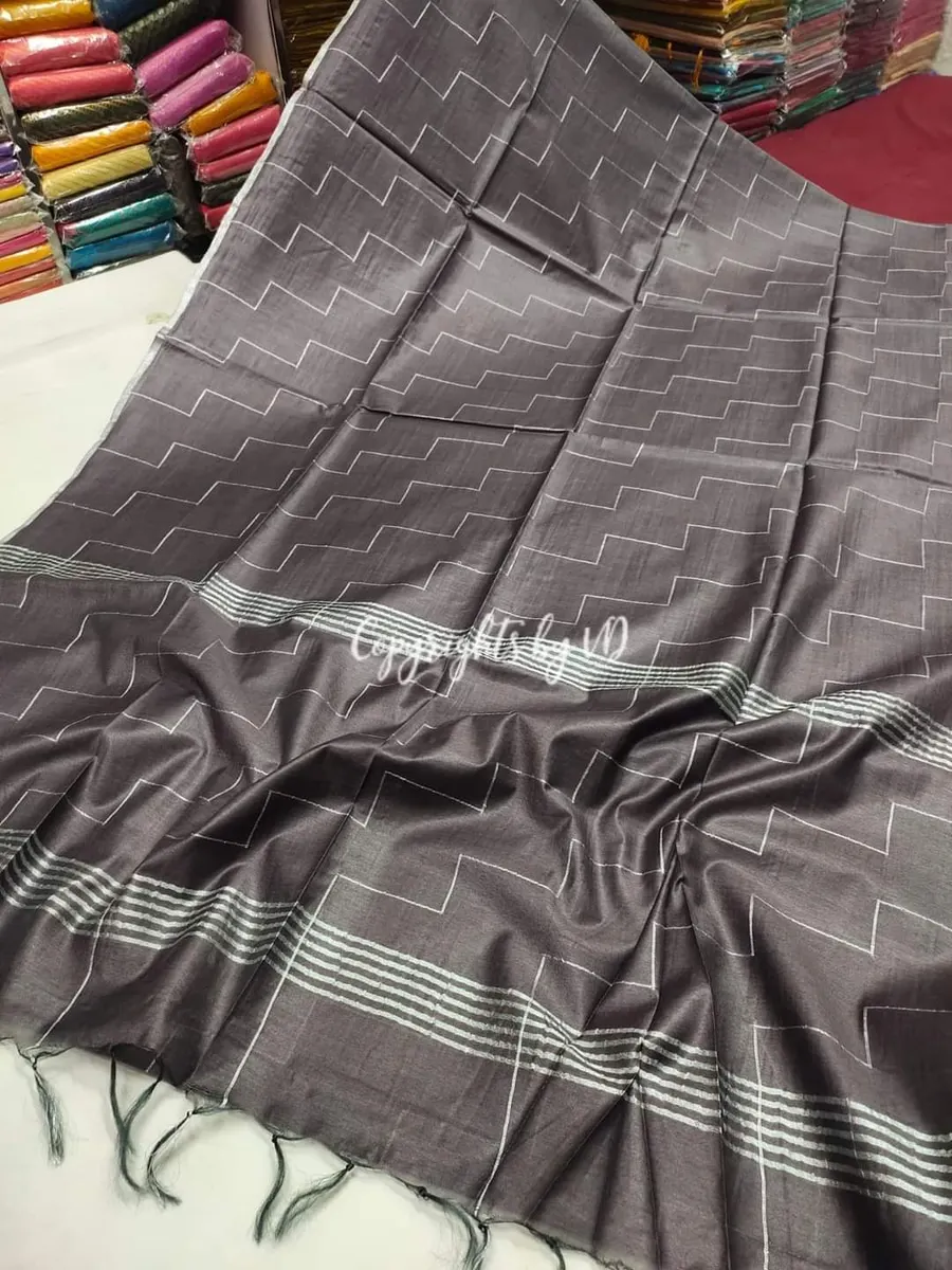 Kota Viscose Silk Saree with Dupion Silk Zig-Zag Weaving – Elegant Lightweight Designer Saree